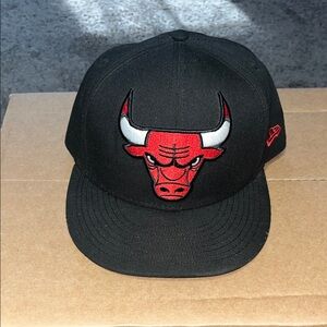 New Era Black Cap with Red Chicago Bulls Emblem